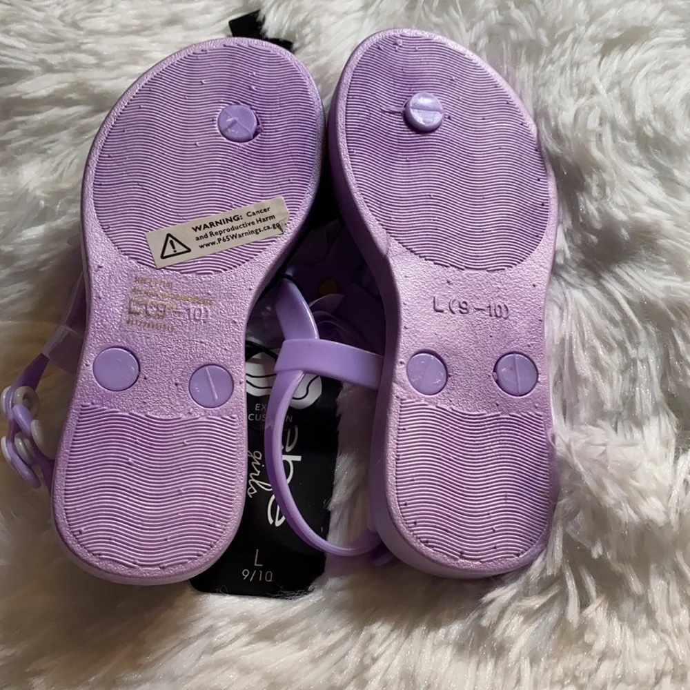 bebe Girls Iridescent Lavender Floral Jelly Sandals